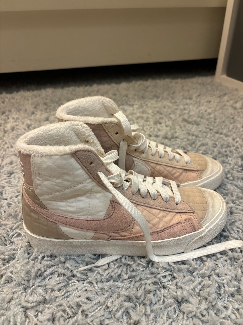 Nike Women’s High-Top Sneakers in Blush Pink and Cream